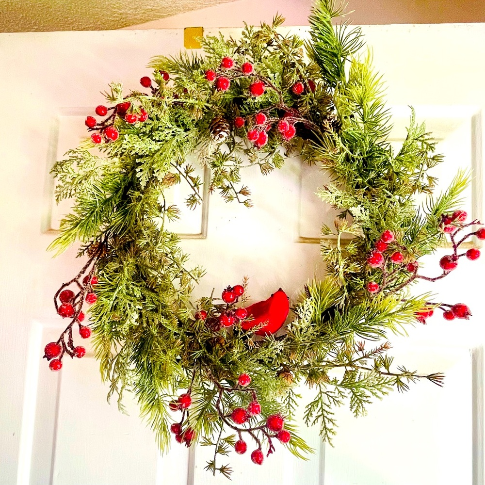 Icy Pine & Sugar Berry Cardinal Wreath